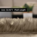 Goolela Area Rug 5x7 - Light Brown Beige - Fluffy Fuzzy Furry Carpet for Bedroom Living Room Faux Sheepskin Fur Shaggy Plush Washable Rectangle