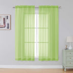 Simplebrand Lime Sheer Curtains 63 Inch Length 2 Panels, Rod Pocket Solid Color Window Sheer Curtain Panels, Elegant Curtains & Drapes for Living Room, Bedroom 2 Panels (Ivory, 42" W x 63" L)