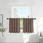 PONY DANCE Blackout Curtains Set - Short Window Curtain Draperies Thermal Insulated Home Decoration Energy Saving Back Tab/Rod Pocket Panels for Bedroom, 42-inch by 30-inch, Mocha, 2 PCs