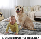 5x8 Ft Large Shag Rugs for Living Room, Tie Dyed Ultra Soft Fluffy Furry Area Rugs for Bedroom Indoor Floor, Aesthetic Carpet for Kids Home Decor (Light Grey)