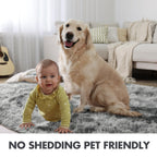 5x8 Ft Large Shag Rugs for Living Room, Tie Dyed Ultra Soft Fluffy Furry Area Rugs for Bedroom Indoor Floor, Aesthetic Carpet for Kids Home Decor (Light Grey)