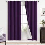 Yakamok Room Darkening 100% Blackout Curtains Grommet Window Treatments with 2 Thick Layers-Purple Thermal Insulated Drapes Set of 2 Panels for Bedroom Living Room 52 Inches by 63 Inches Length