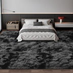 Deerhoo Large Shag Area Rugs 10 x 14, Tie-Dyed Plush Fuzzy Rugs for Living Room, Ultra Soft Fluffy Furry Rug for Bedroom, Anti-Skid Indoor Carpet Nursery Rugs for Kids Room Home Decor, Dark Grey