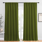NICETOWN Blackout Curtains for Living Curtains, Olive, 2 Panels, 52 by 95, Room Darkening Window Curtain Panels, Easy-Care Solid Thermal Insulated Draperies/Drapes for Daughter Room