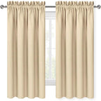 DWCN Blackout Curtains Room Darkening Thermal Insulated Bedroom Curtains Window Curtain Panels, 52 x 63 inches Long, Set of 2 Beige Rod Pocket Drapes