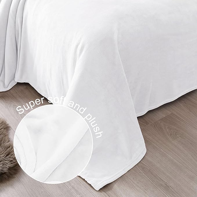 Exclusivo Mezcla Soft Fleece Blanket Twin Size for Bed, Pure White