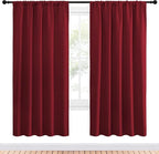 NICETOWN Christmas Burgundy Blackout Curtains and Drapes - Thermal Insulated Solid Rod Pocket Blackout Draperies/Panels for Guest Room (1 Pair, 52 by 72-Inch)