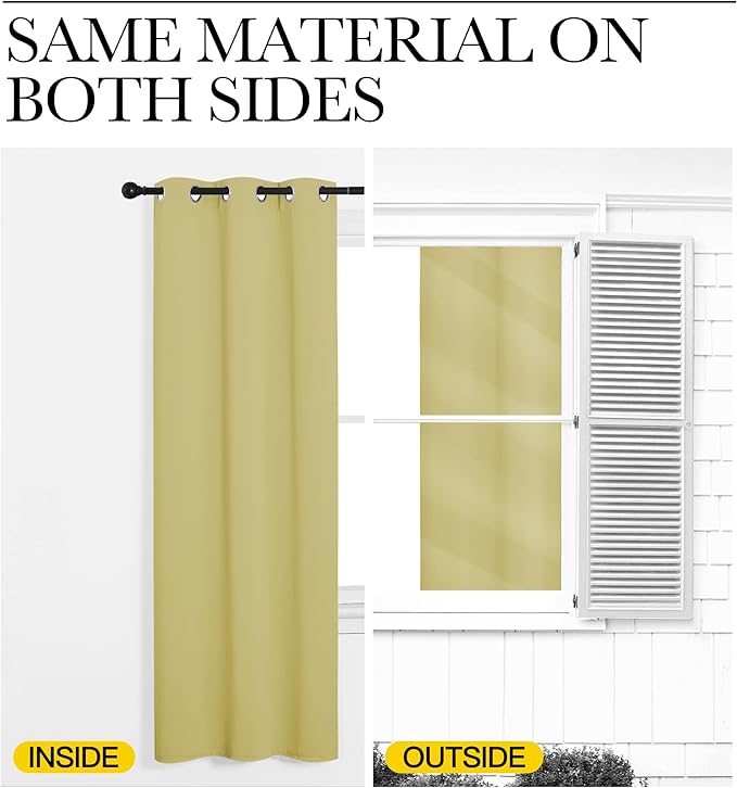 NICETOWN Blackout Curtains for Bedroom, Paler Yellow, 42 W by 80 L, Set of 2, Thermal Insulated Curtains & Drapes with Grommet Top for Living Room, Privacy Window Treatment Draperies