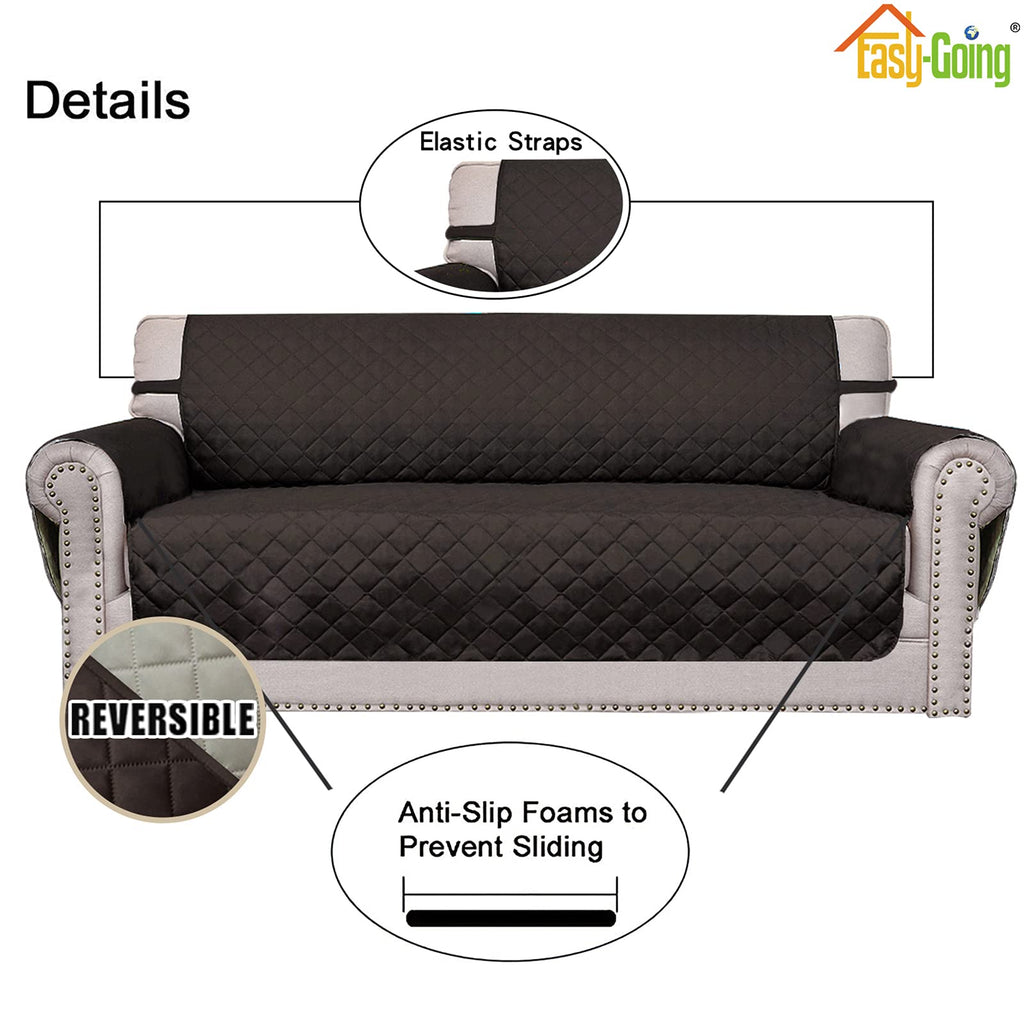 Easy-Going Oversized Chair Sofa Slipcover Reversible Sofa Cover Water Resistant Couch Cover Furniture Protector Cover with Elastic Straps for Pets Dog (Oversized Chair, Chocolate/Beige)