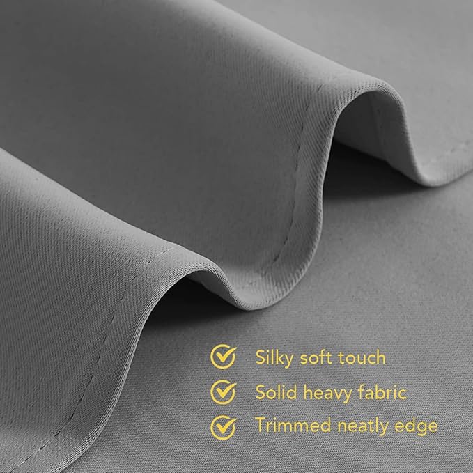 NICETOWN Bedroom Curtains Blackout Drapery Panels, 2 Panels, 42 x 80 inches, Silver Grey, Three Pass Microfiber Thermal Insulated Solid Ring Top Blackout Window Curtains/Drapes