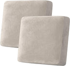 H.VERSAILTEX Velvet Stretch Couch Cushion Cover Plush Cushion Slipcover for Chair Loveseat Sofa Cushion Furniture Protector Seat Cushion Sofa Cover (2 Piece Large Sofa Cushion Covers, French Oak)