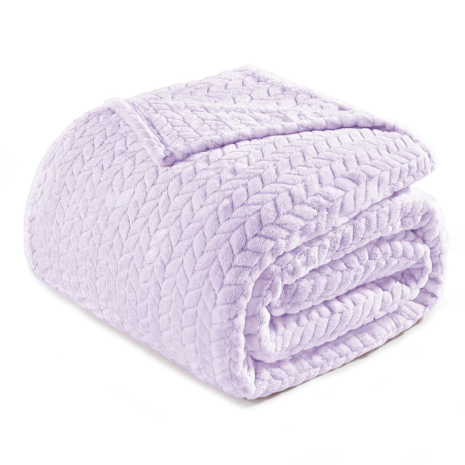 Exclusivo Mezcla Soft Fleece Bed Blanket King Size, 90”x104”, Lilac Purple
