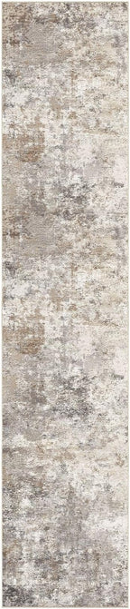 UERMEI 3X14 Washable Runner Rug for Hallway: Soft Neutral Modern Abstract Area Rug - Non-Slip Low Pile Long Throw Indoor Carpet for Kitchen Entryway Kitchen Bedroom Laundry - Brown Grey