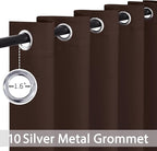 Yakamok Blackout Curtains Room Darkening Thermal Insulated Window Panels,Solid Grommet Top Drapes for Bedroom/Living Room(62Wx96L, Chocolate Brown, 2 Panels)