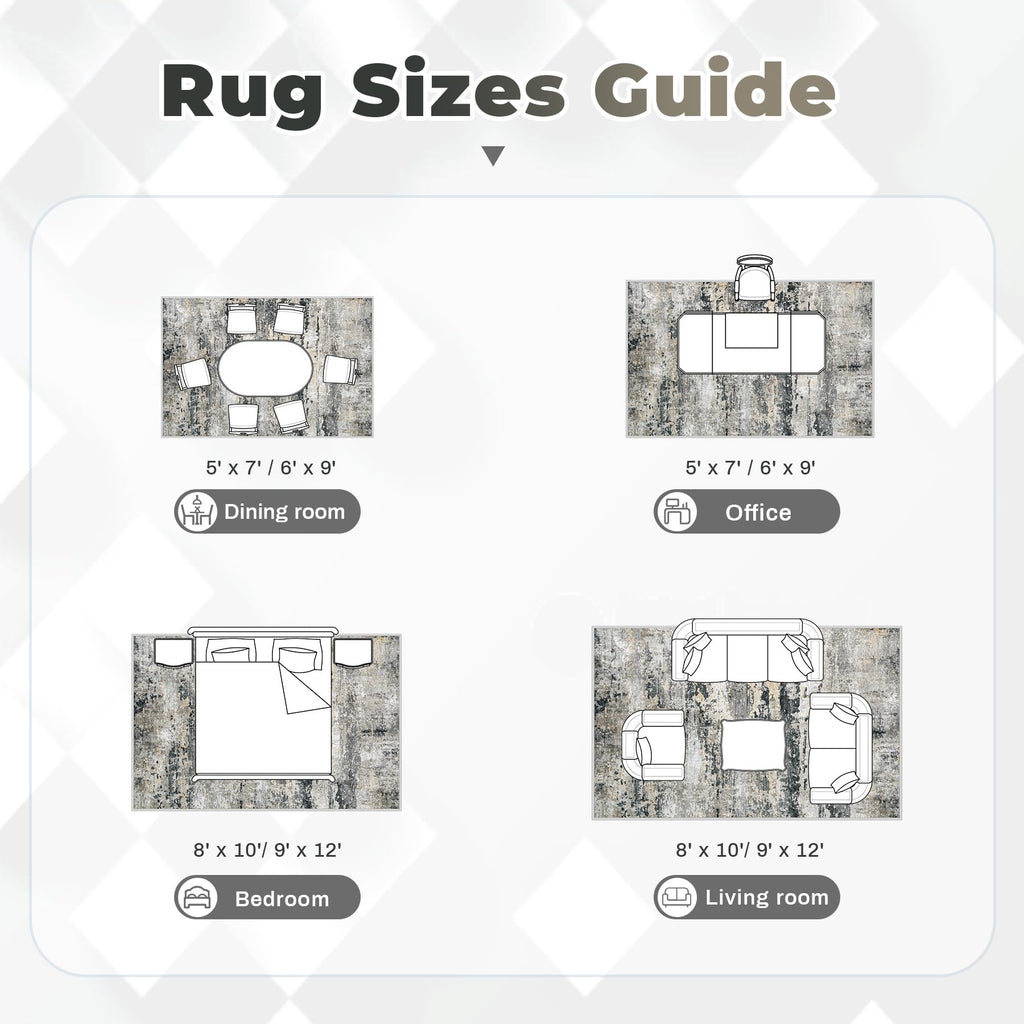 pmtsns Area Rugs 5x7 for Living Room: Washable Rug Modern Abstract Neutral Soft Non-Slip Low-Pile Indoor Carpet for Bedroom Dining Room Playroom Home Office (Black Grey Brown, 5'x7')