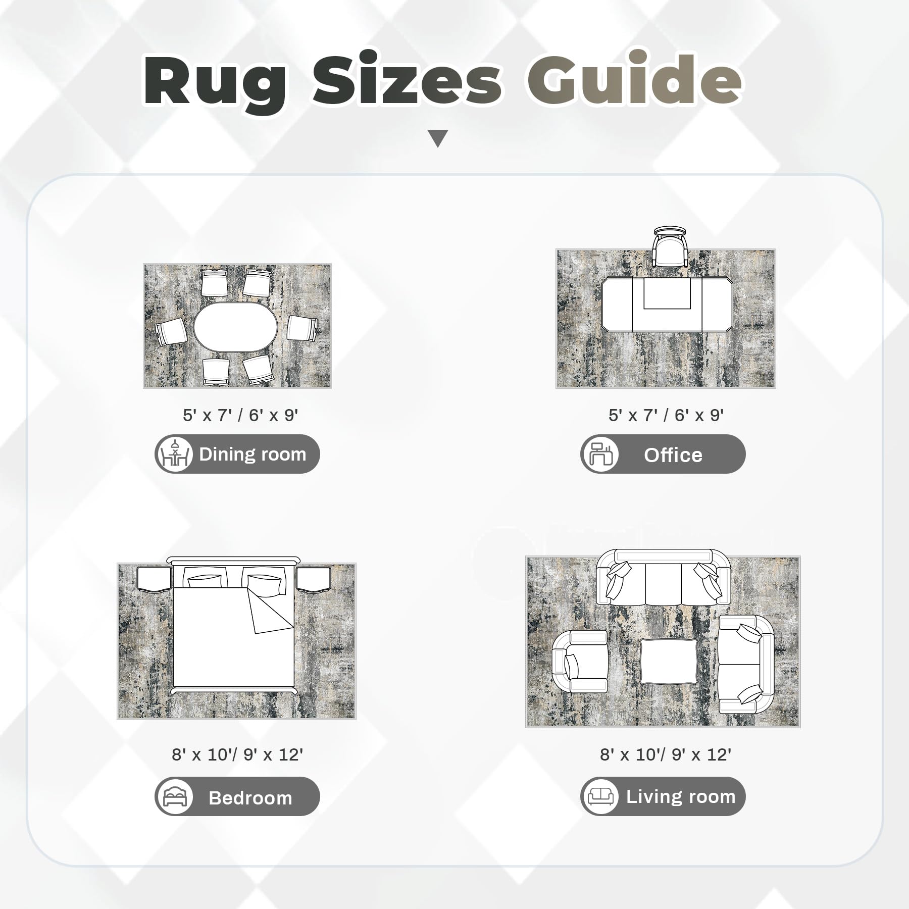 pmtsns Area Rugs 5x7 for Living Room: Washable Rug Modern Abstract Neutral Soft Non-Slip Low-Pile Indoor Carpet for Bedroom Dining Room Playroom Home Office (Black Grey Brown, 5'x7')