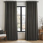 Topfinel 100% Blackout Linen Textured Curtains 84 inches Long Charcoal Gray Thermal Insulating Privacy Energy Saving for Bedroom Living Room Window Office Theater Baby Nursery Back Tab 2 Panels