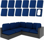 hyha 12Pcs Patio Cushion Covers, Stretch Outdoor Couch Cushion Covers Replacement, Washable Outdoor Chair/Sofa Slipcovers for Patio Furniture Cushions Protector with Elastic Bottom(Navy,Cover Only)
