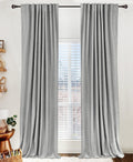 Linen Textured Total Blackout Curtains for Bedroom 102 Inches Long, Grey