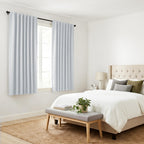 PONY DANCE 60% Blackout Short Bathroom Window Drapes, Half Curtains for Kitchen Window, Thermal Insulated Back Tab Curtain for Bedroom/Basement, Width 29 x Length 30 inches, Greyish White, 2 Pieces
