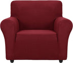 ZNSAYOTX Super Stretch Chair Slipcover Universal Sofa Chair Covers for Living Room Dogs Pet Furniture Protector Spandex Armchair Slipcovers with Anti Slip Foam Sticks (Wine Red, Chair)