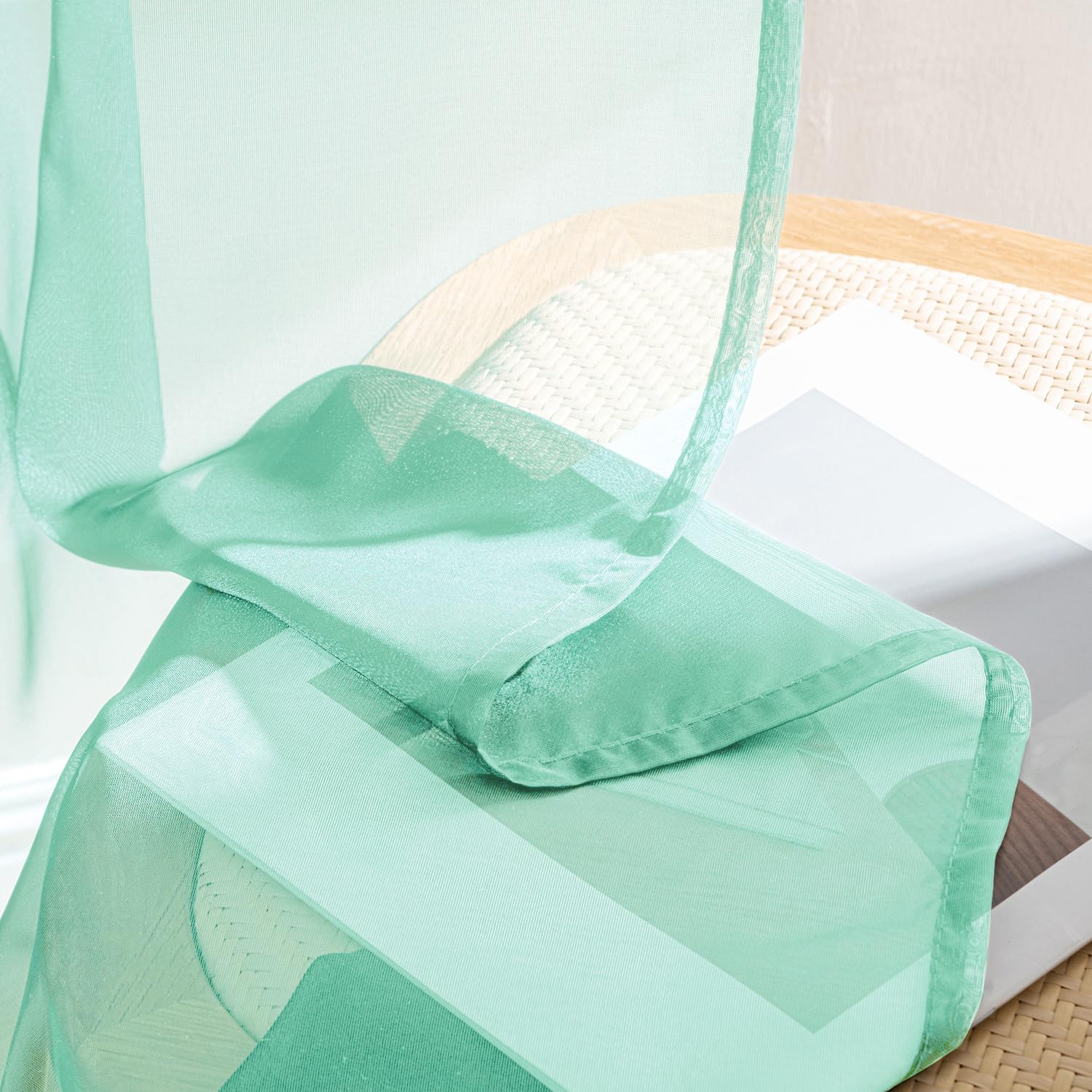 MIULEE Aqua Sheer Curtains 84 Inches Long 4 Panels 42 x 84 Inches