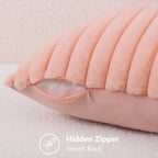 decorUhome Fall Faux Fur Throw Pillow Covers 20x20 Set of 2 Blush Pink