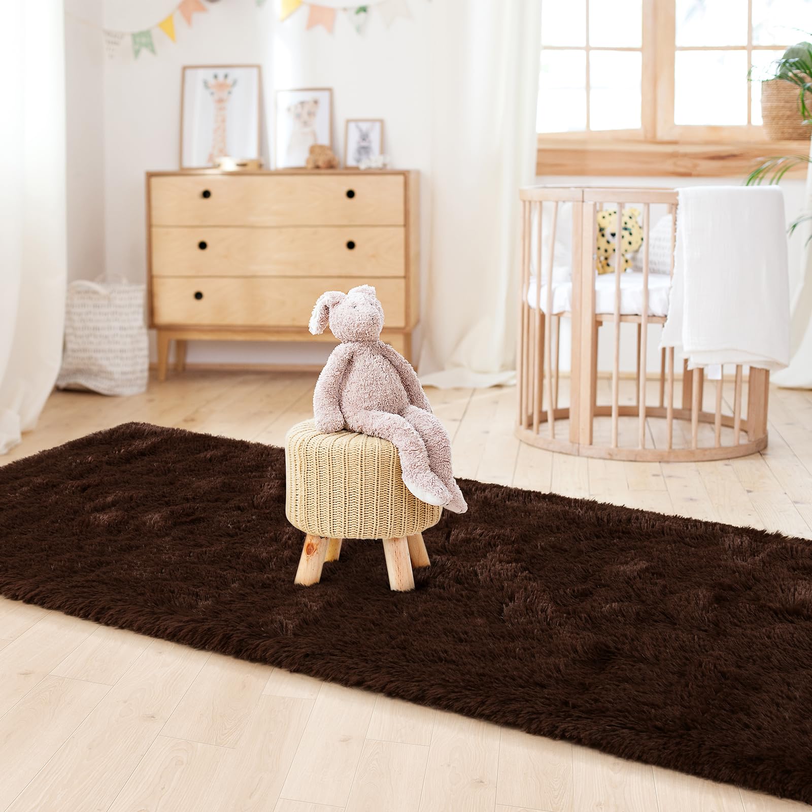 LOCHAS 2x8 Runner Rugs for Hallway, Fluffy Area Rugs for Bedroom, Brown