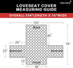 Easy-Going Reversible Loveseat Couch Cover for 2 Cushion Couch Sofa Cover for Dogs Water Resistant Furniture Protector with Foam Sticks Elastic Straps for Pet (Loveseat, Gray/Light Gray)