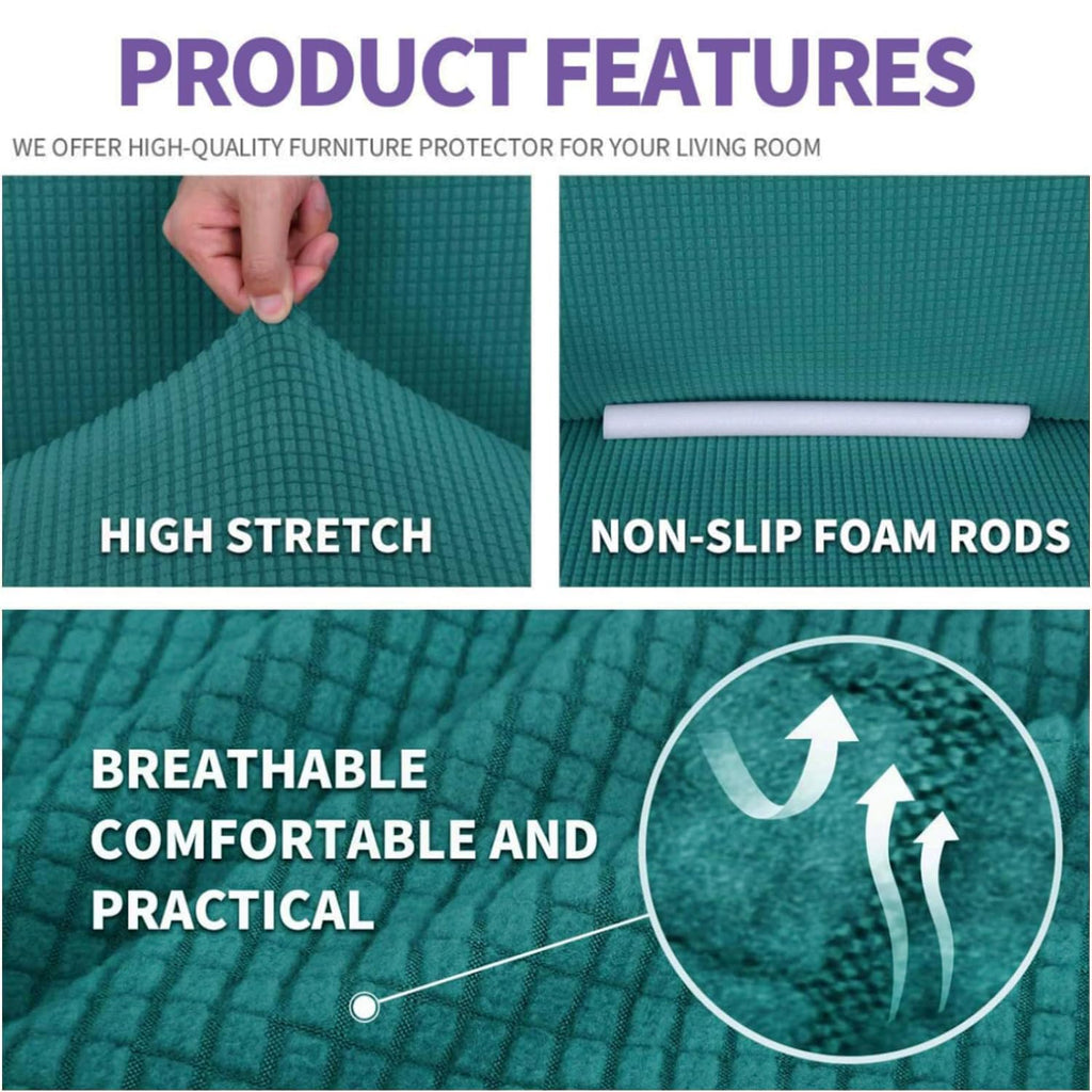 ZNSAYOTX Super Stretch Chair Slipcover Universal Sofa Chair Covers for Living Room Dogs Pet Furniture Protector Spandex Armchair Slipcovers with Anti Slip Foam Sticks (Peacock Teal, Chair)