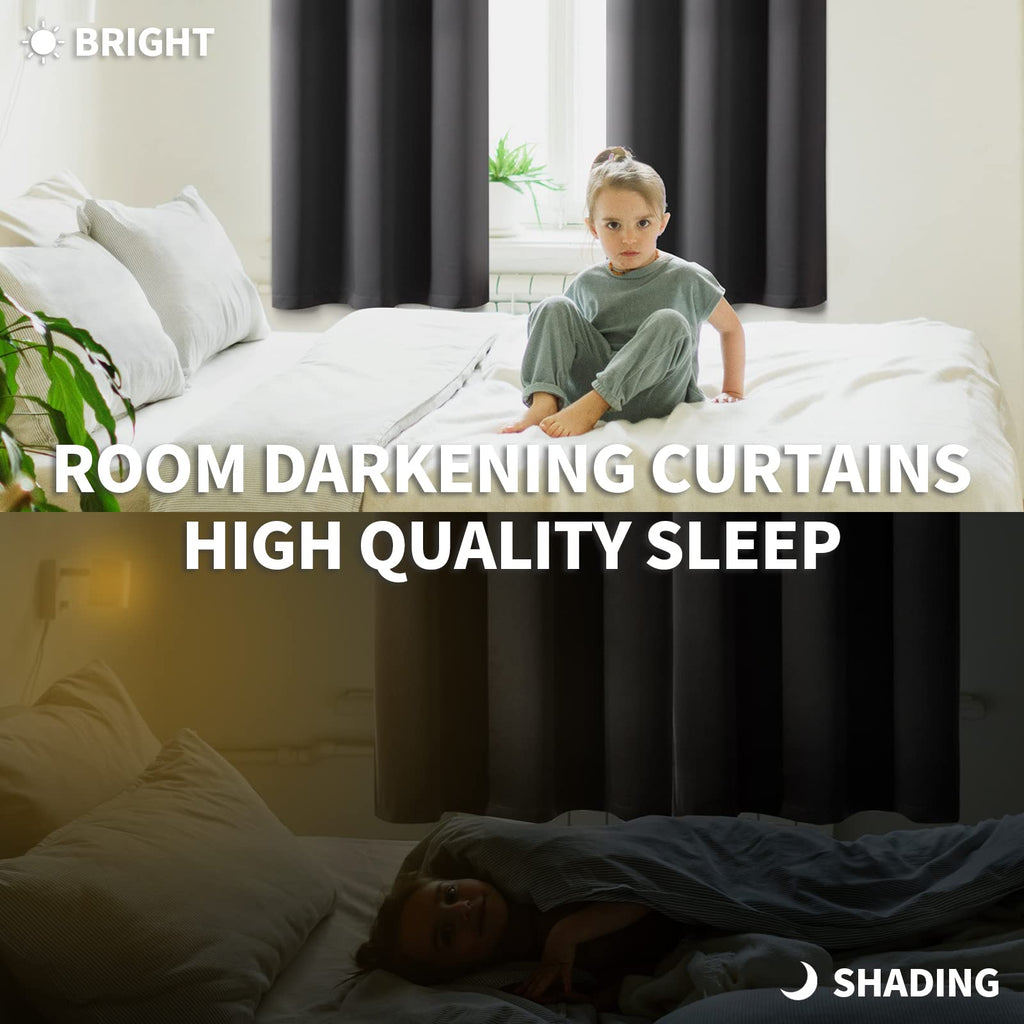 BGment Dark Grey Blackout Curtains for Bedroom 63 Inch Long - 2 Panels