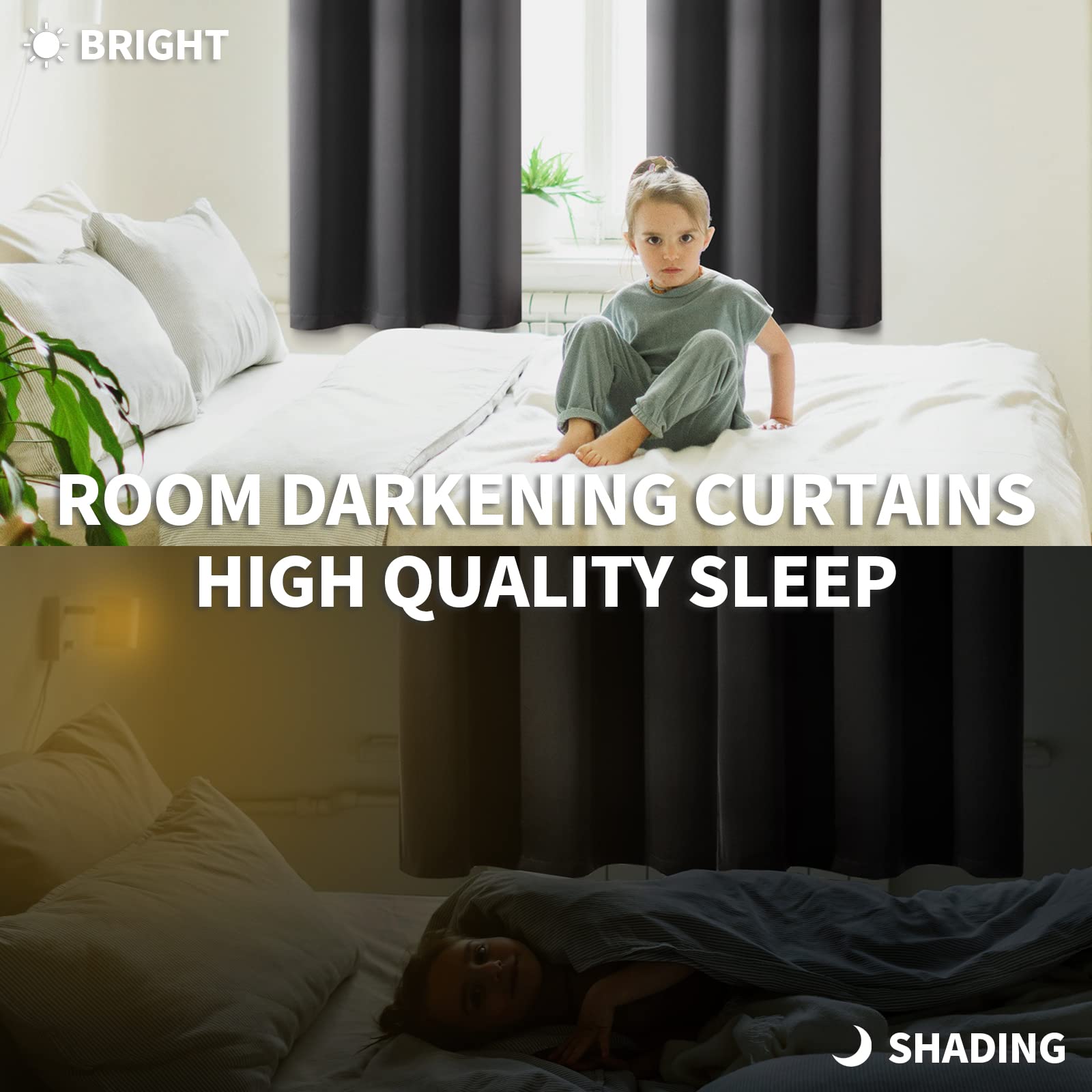 BGment Dark Grey Blackout Curtains for Bedroom 63 Inch Long - 2 Panels