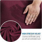 H.VERSAILTEX Velvet 4 Piece High Stretch Sofa Slipcover Cover Furniture Protector Form Fit Thick Velvet Extra Large Sofa Cover for 3 Cushion Couch Width Up to 105 Inch(XL Sofa, Wine/Burgundy)