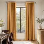 100% Blackout Shield Linen Blackout Curtains for Bedroom 108 Inches Long,Back Tab/Rod Pocket Living Room Drapes,Thermal Insulated Textured Blackout Curtains 2 Panels Set,50" W x 108" L,Mustard Yellow