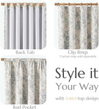 jinchan Blackout Floral Curtains for Living Room Bedroom Linen Blend Curtain Farmhouse Grey Printed with Lined Back Tab Rod Pocket Drapes Window Treatments 2 Panels 96 Inch Gray