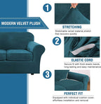 H.VERSAILTEX Rich Velvet Stretch 2 Piece Cover Chair Slipcover Sofa Cover Furniture Protector Couch Soft with Elastic Bottom Chair Couch Cover with Arms Width Up to 49 Inch(Chair, Deep Teal)