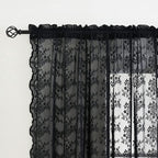 YJ YANJUN Vintage Lace Curtains 80 inch Length 2 Panles for Doorway Victorian Gothic Floral Dark Academia Black Sheer Curtain Panels for Living Room Bedroom Light Filtering 52 by 80 inch Length