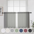 OWENIE Grey Sheer Curtains 24 Inches Long 2 Panels for Bathroom Window, Rod Pocket Light Filtering Sheer Tier Curtains for Small Kitchen Laundry Room, RV, Camper Travel Trailers, 42W x 24L, Gray