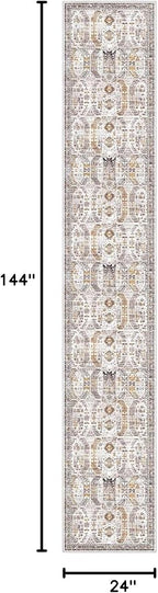 Madane Washable Runner Rugs 2x12 Long for Hallway Kitchen Soft, Brown/Gold