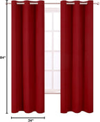 LEMOMO Red Blackout Curtains 34 x 84 Inch Length/Set of 2 Curtain Panels/Thermal Insulated Room Darkening Blackout Curtains for Bedroom