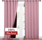 NICETOWN Crystal Pink Full Shade Curtain Panels, Pair of Energy Smart & Noise Blocking Out Blackout Drapes for Dining Room Window, Thermal Insulated Guest Room Lined Window Dressing(62 x 84 inch)