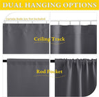 NICETOWN 1 Panel Door Curtain Privacy Thermal Insulated Noise Reducing Blackout French Door Rod Pocket and Ceiling Track Window Covering for Kitchen, Patio Front, Bedroom, Grey, 25" W x 72" L