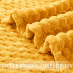 Exclusivo Mezcla 3D Fleece King Size Blanket for Bed, Mustard Yellow