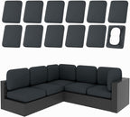 hyha 12Pcs Patio Cushion Covers, Stretch Outdoor Couch Cushion Covers, Washable Outdoor Chair/Sofa Slipcovers for Patio Furniture Cushions Protector with Elastic Bottom(Dark Gray,Cover Only)