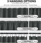 Deconovo Blackout Curtains, Thermal Insulated, W70 x L63 2 Panels, Back Tab, Machine Washable, Room-Darkening Drapes for Bedroom/Living Room Dark Grey