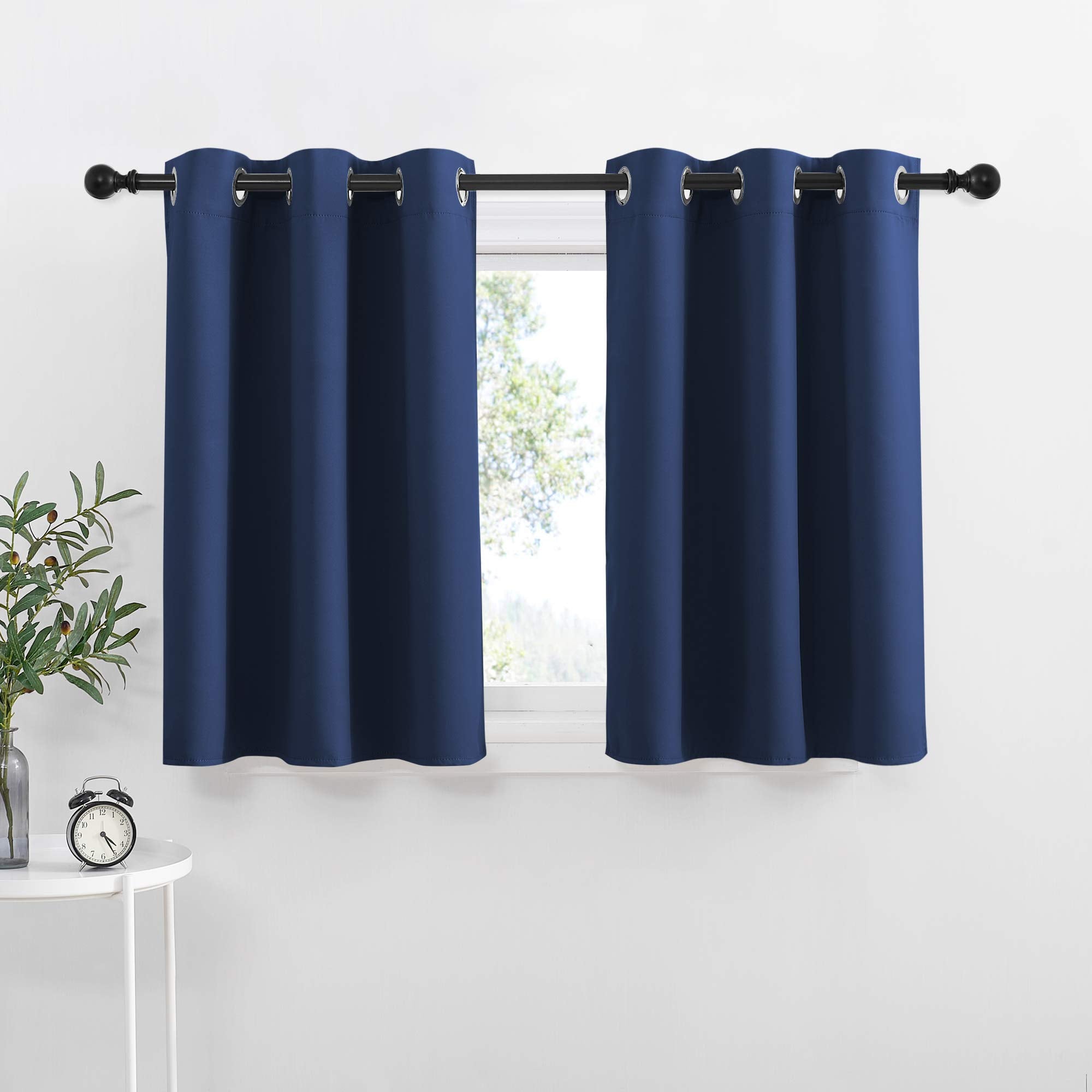 NICETOWN Blackout Kitchen Curtains and Draperies Navy for Kitchen Bathroom