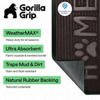 GORILLA GRIP 100% Waterproof All-Season WeatherMAX Doormat US Designed Natural Rubber, Stain and Fade Resistant, Low Profile Indoor Outdoor Door Mats, Easy Clean Patio Mat, Espresso Home Paw