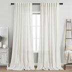 Nanspring Extra Long 108 Inch Curtains Linen for Living Room Beige White Coastal Decor Privacy Light Filtering Curtains Back Tab Rod Pocket Floor to Ceiling Curtain for Bedroom Office 9Ft 60x108