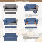 WEERRW Velvet Couch Covers for 2 Cushion Couch Sofa - High Stretch Luxury Velvet Plush 3 Pieces Sofa Slipcovers with Elastic Bottom, Furniture Protector for Pets, Machine Washable, Light Blue, Medium