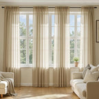 MIULEE Beige Sheer Curtains 72 Inches Long, 4 Panels Set, Rod Pocket Voile Drapes Light Filtering and Semi Transparent, Elegant Window Treatments for Bedroom Living Room,42 x 72 Inches